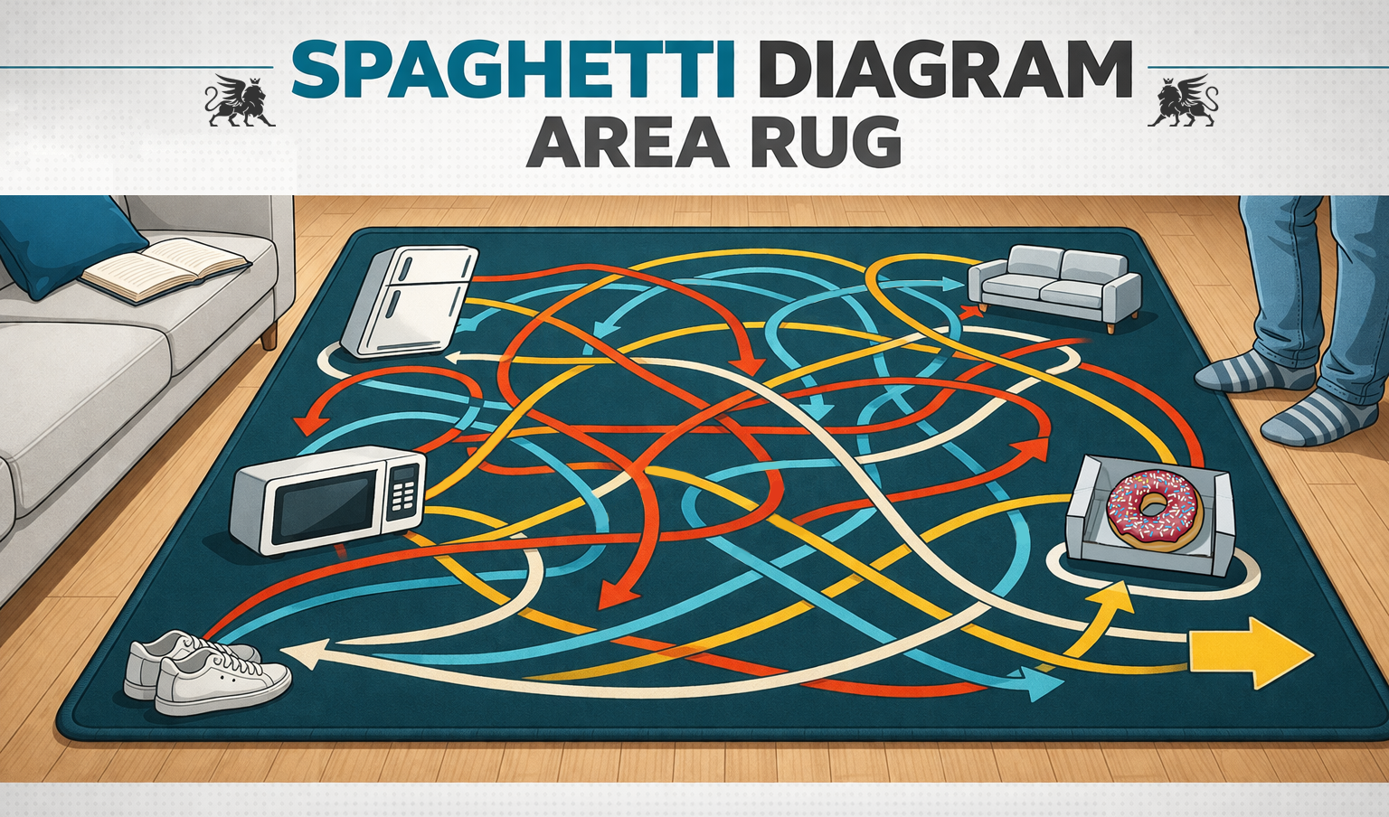 Spaghetti Diagram Area Rug