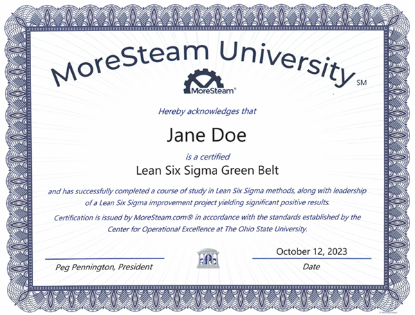 MoreSteam Certificate